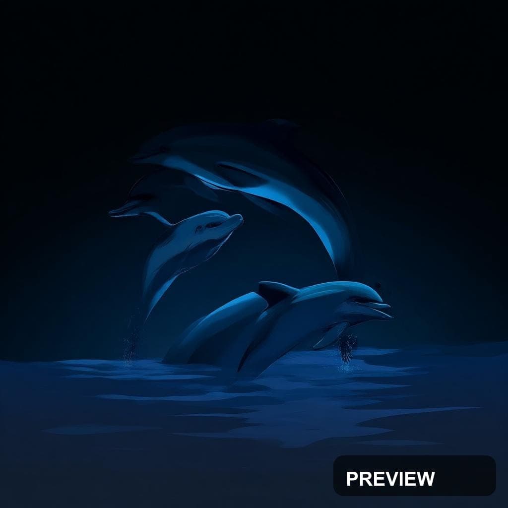 Dolphins, Neon Noir aesthetic, Pop Art, Calm mood, Gray accents, high detail,... — wallpaper — 1024×1024, Neon, Cinematic, Calm