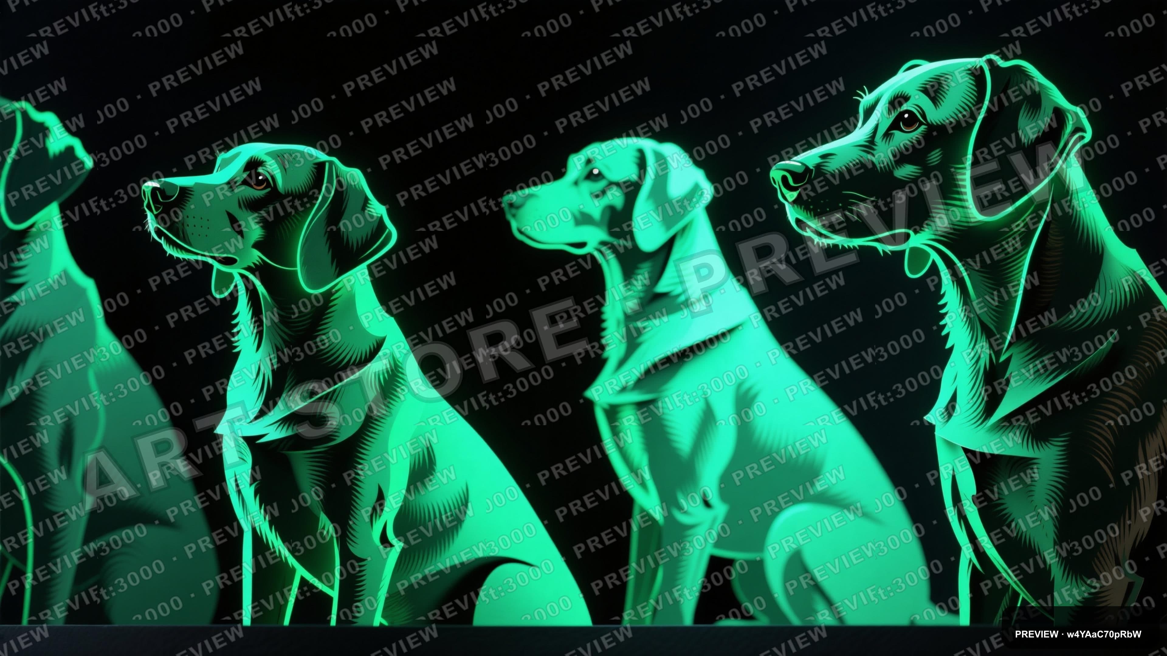 Dogs, Neon Noir aesthetic, Paper Cut, Luxurious mood, Emerald accents, ultra ... — wallpaper — 3840×2160, Neon, Cinematic, Luxurious