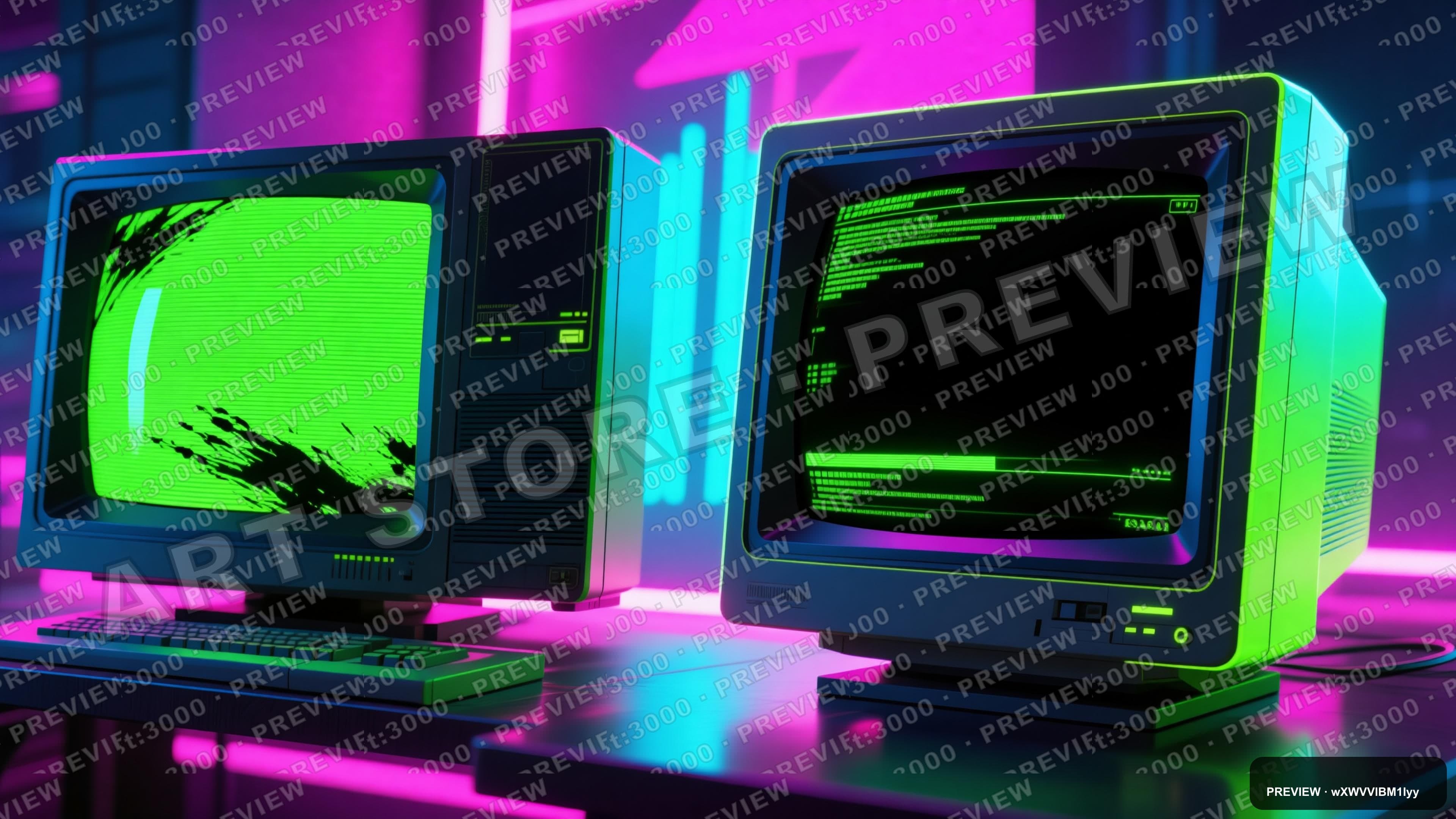 CRT Monitor, Synthwave aesthetic, Ink, Energetic mood, Neon Lime accents, ult... — wallpaper — 3840×2160, Neon, Cinematic, Energetic
