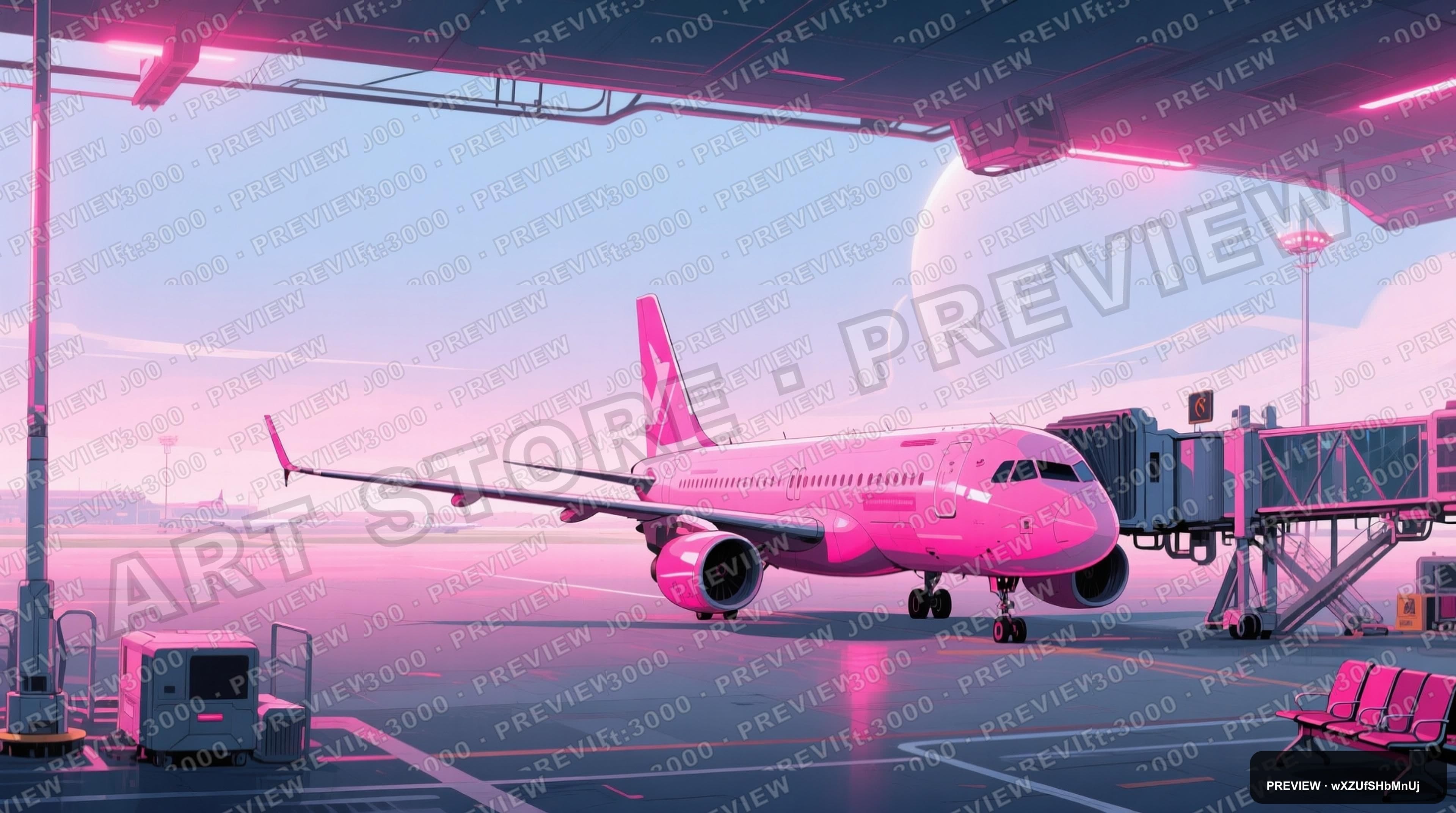 Airport, Dreamcore aesthetic, Technical Illustration, Calm mood, Fuchsia acce... — wallpaper — 3840×2144, Space, Cinematic, Calm