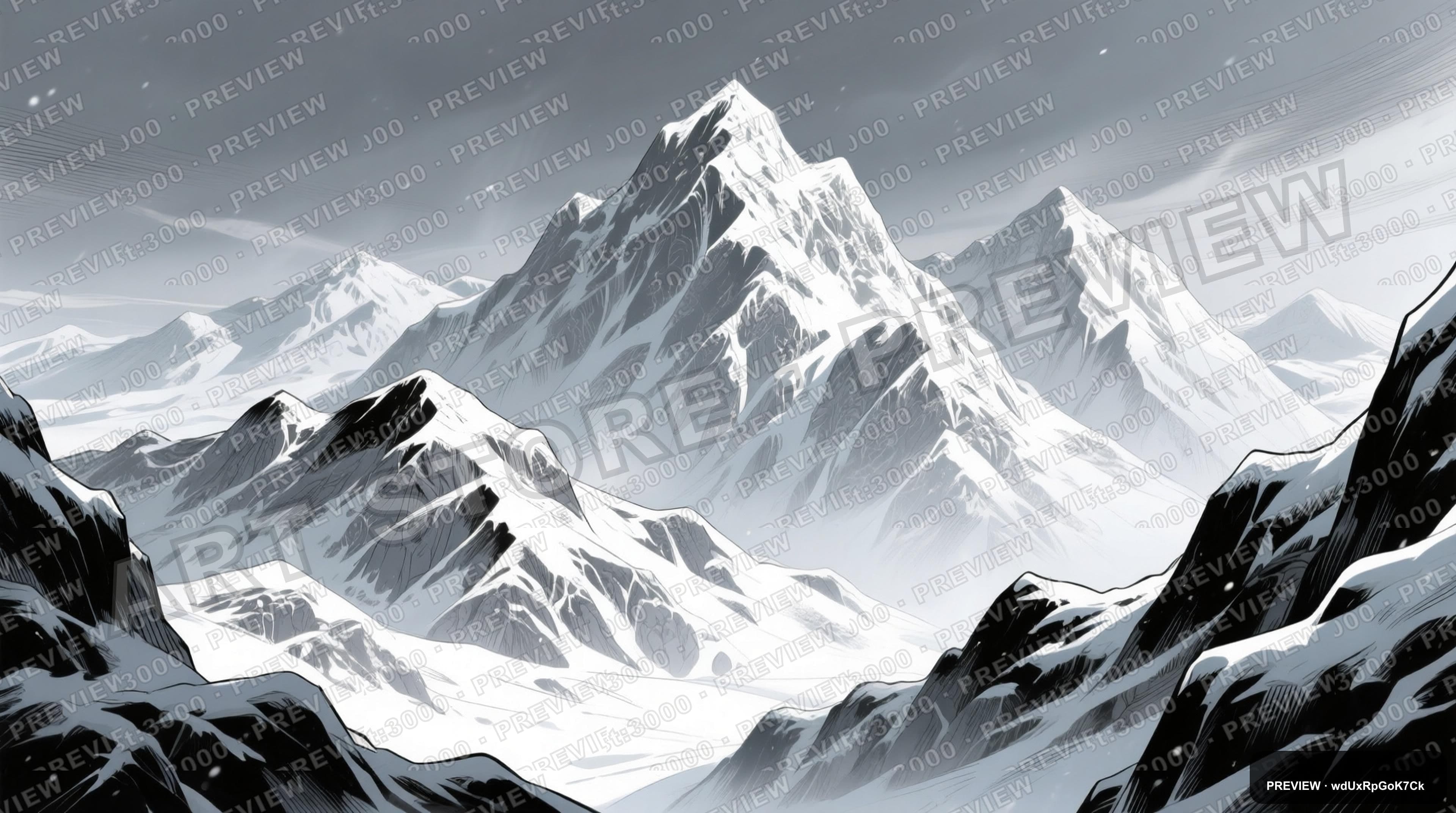 Snowy Peaks, Mythic aesthetic, Graphic Novel, Bold mood, Gray accents, high d... — wallpaper — 3840×2144, Space, Cinematic, Bold