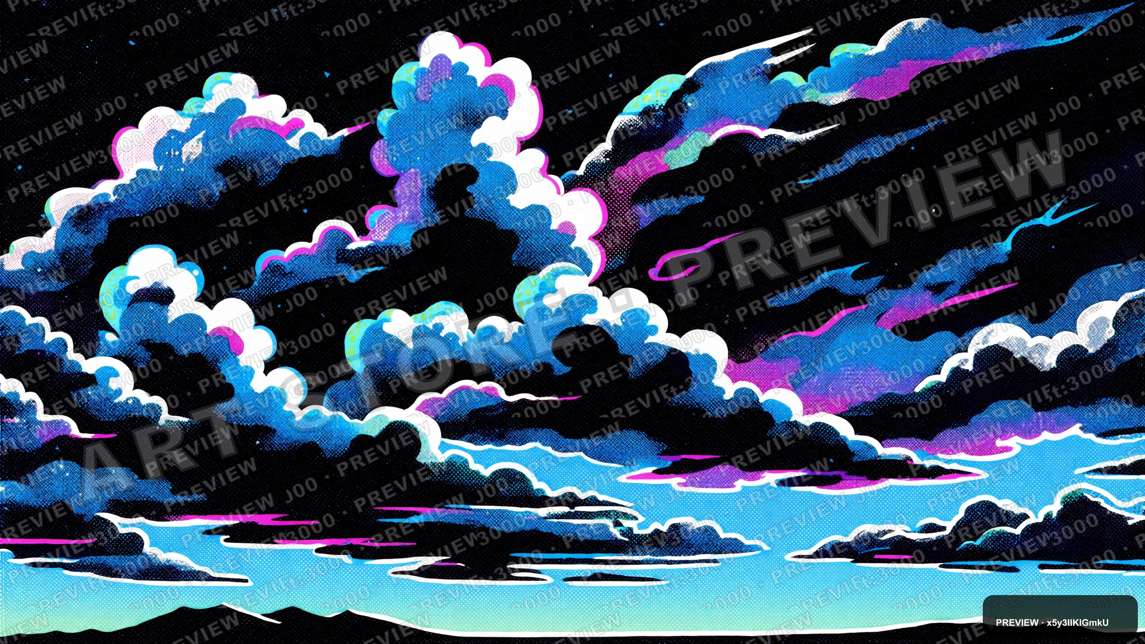Storm Clouds, Neon aesthetic, Risograph, Playful mood, High Contrast accents,... — wallpaper — 3840×2160, Neon, Cinematic, Playful