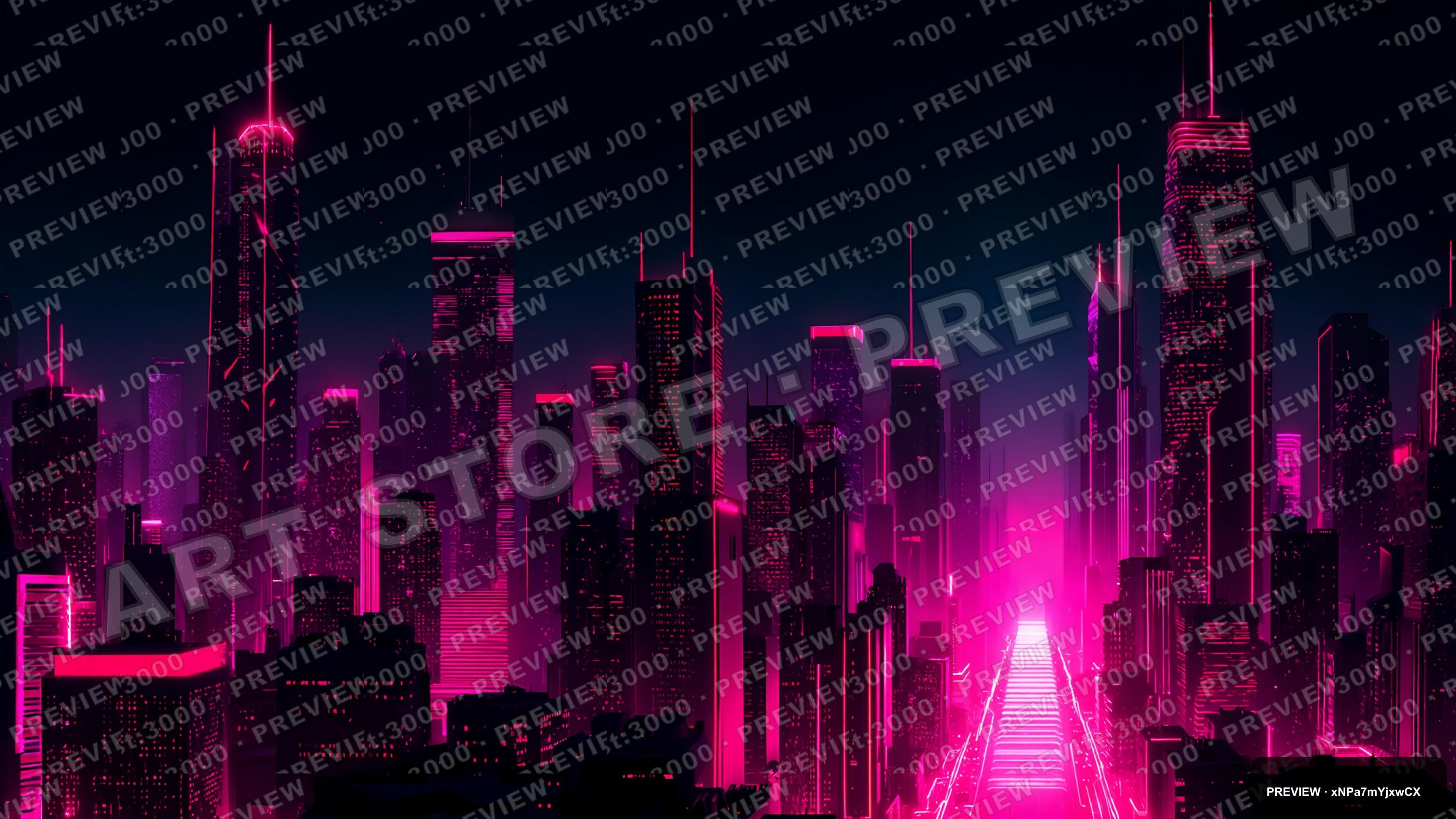 Cityscape, Retro Futurism aesthetic, Sticker Art, Noir mood, Neon Pink accent... — wallpaper — 3840×2160, Neon, Cinematic, Noir