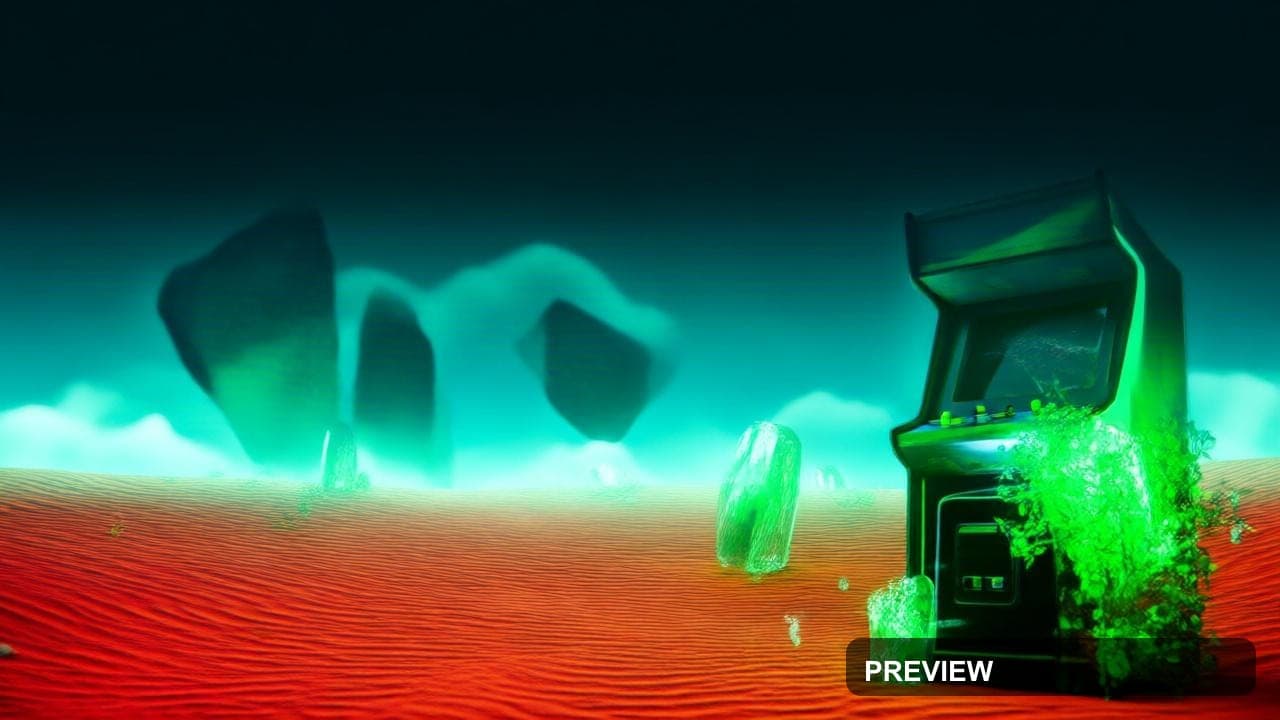 a surreal desert with floating monoliths, neon retro arcade, synthwave glow, ... — wallpaper — 1280×720, Neon, Neon Glow