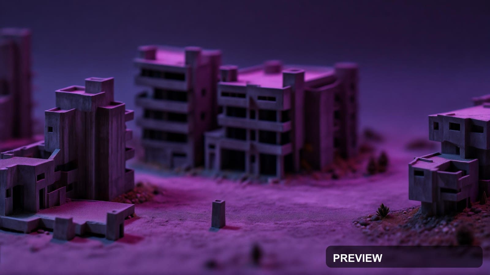 Concrete Brutalism, Maximal aesthetic, Miniature Diorama, Mysterious mood, Vi... — wallpaper — 3840×2160, Space, Cinematic, Mysterious