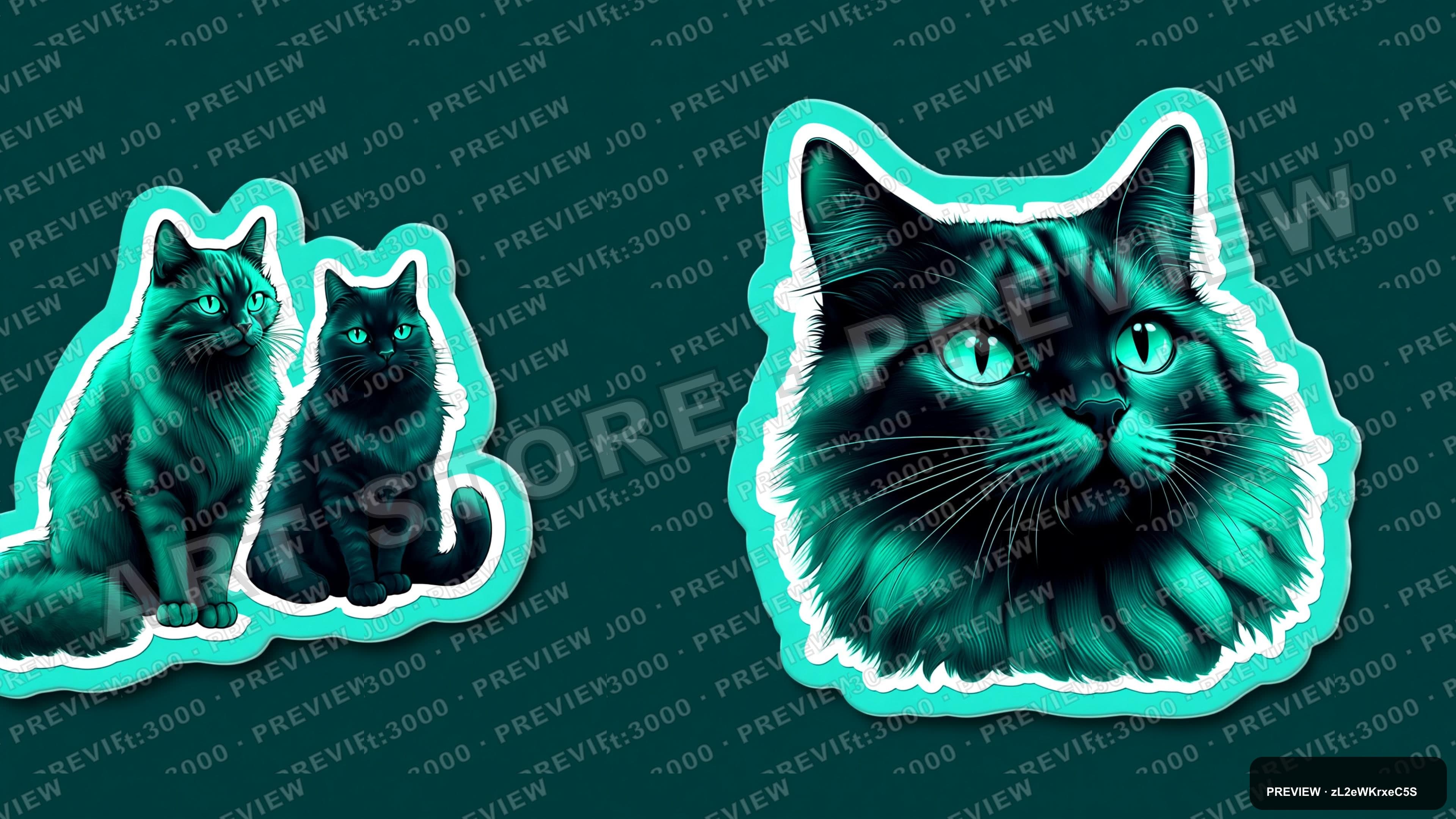 Cats, Synthwave aesthetic, Sticker Art, Luxurious mood, Neon Teal accents, ul... — wallpaper — 3840×2160, Neon, Cinematic, Luxurious