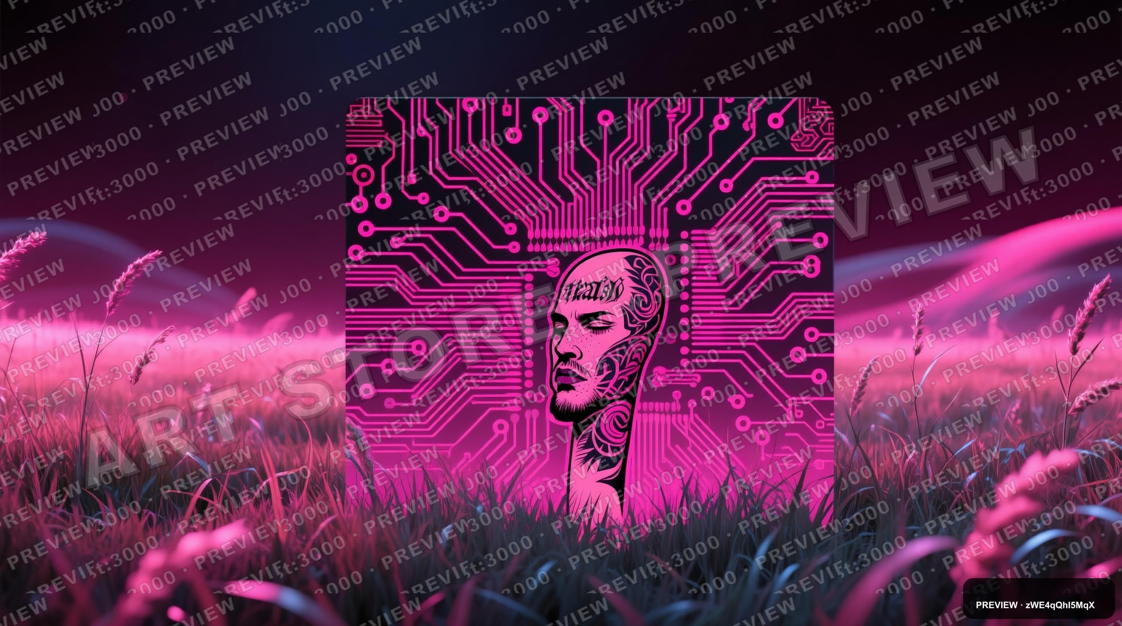 Meadow, Retro Futurism aesthetic, Tattoo Flash, Nostalgic mood, Magenta accen... — wallpaper — 3840×2144, Space, Cinematic, Soft