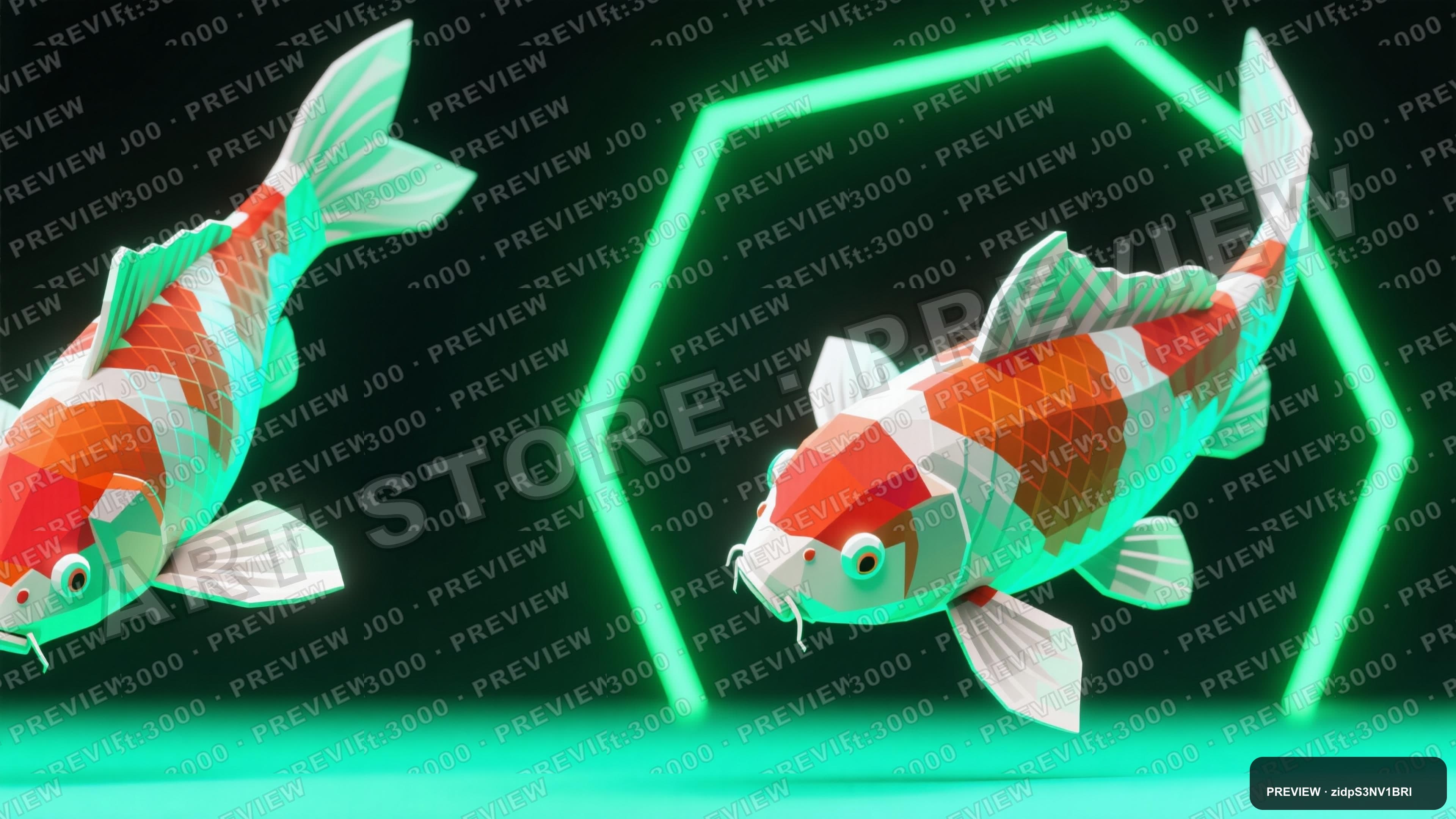 Koi Fish, Synthwave aesthetic, Low Poly, Bright mood, Neon Green accents, ult... — wallpaper — 3840×2160, Neon, Cinematic, Bright